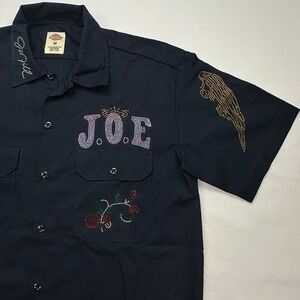Dickies J.O.E Jesus Over Everything Rhinestone Bling Navy Blue Shirt Church